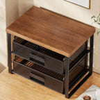 Countertop Organizer Two Pull-Out Mesh Baskets Wood Top