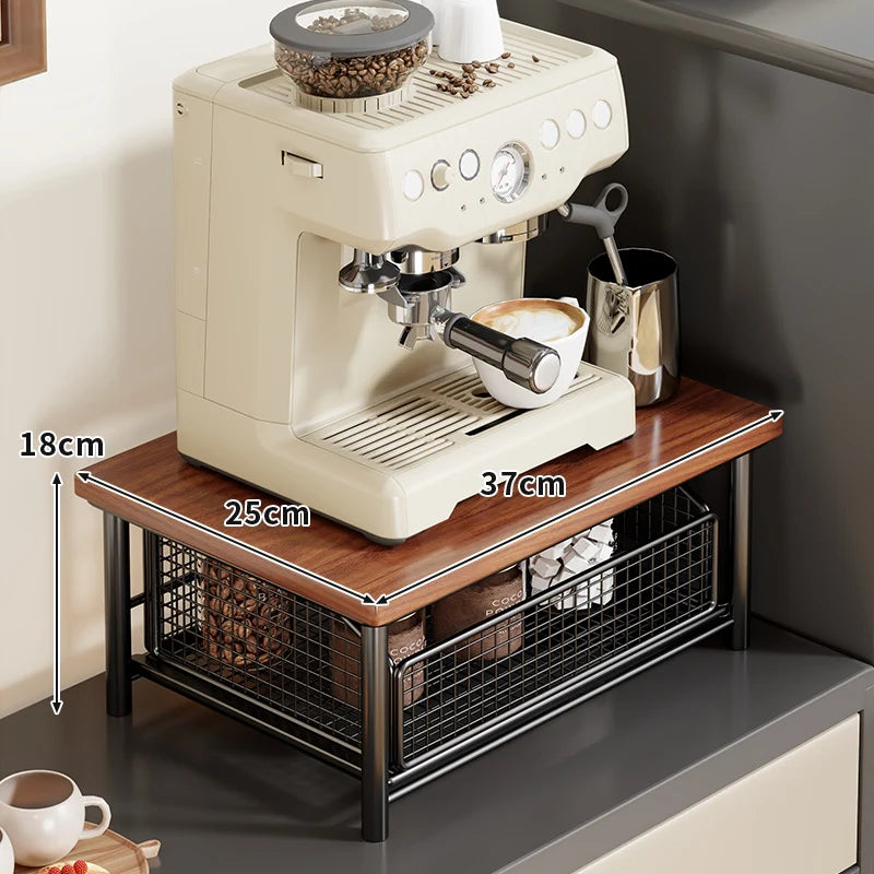 Countertop Organizer Two Pull-Out Mesh Baskets Wood Top
