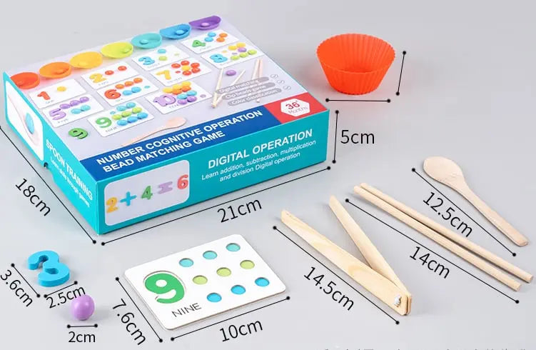 Counting Beads Set Wooden Beads & Tools With Storage