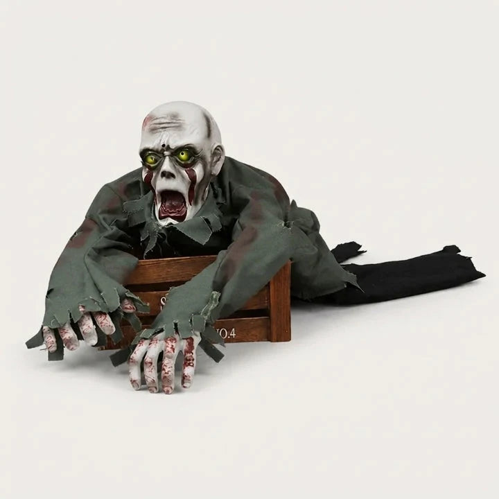 Crawling Zombie Figure Motion-Activated Glowing Eyes & Sound