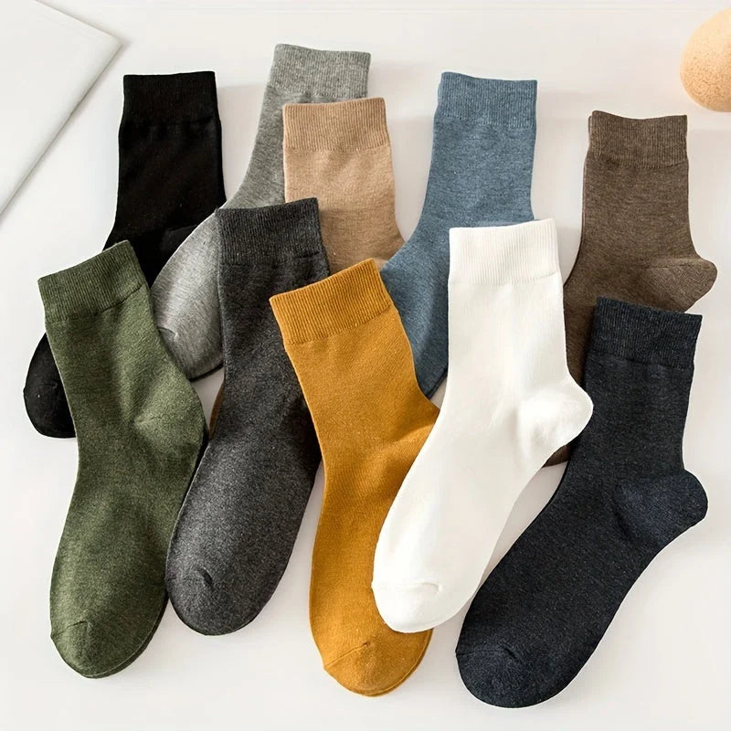Crew Socks Cotton Blend Ribbed Cuffs Set of 10 Pairs