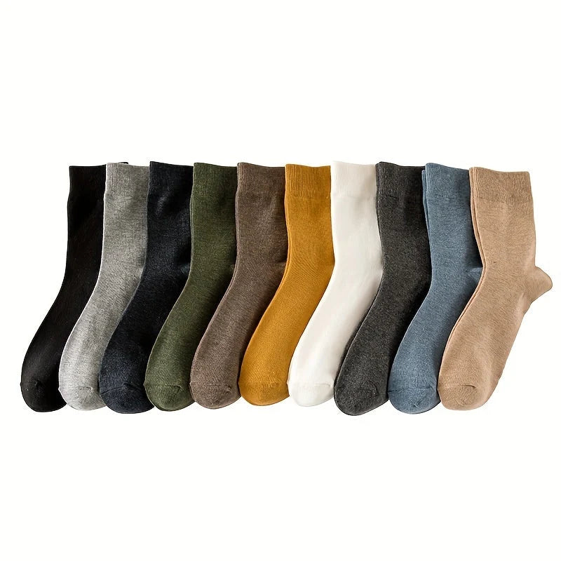 Crew Socks Cotton Blend Ribbed Cuffs Set of 10 Pairs
