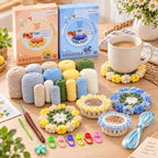 Crochet Kit Flower Coasters & Basket Mercerized Cotton