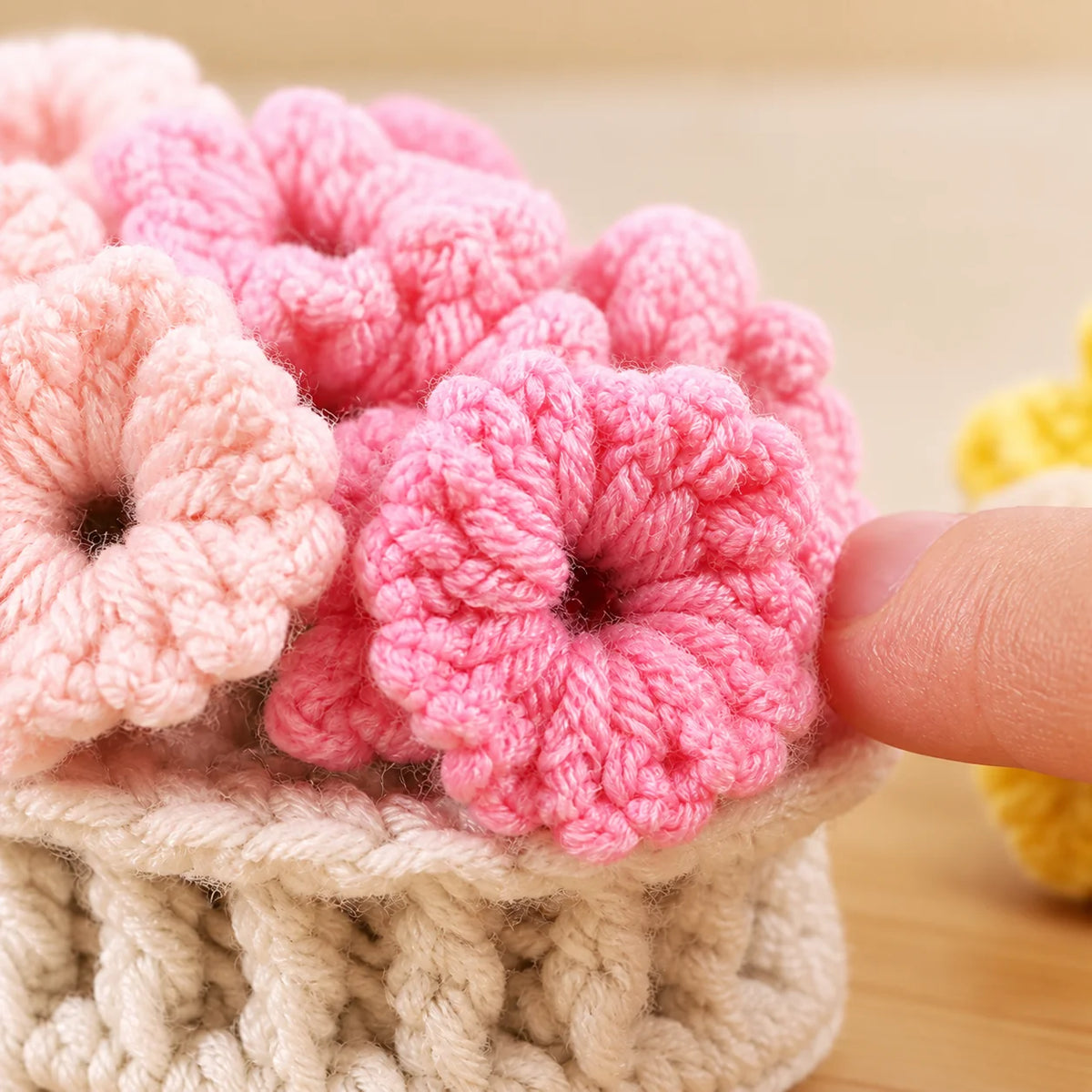 Crochet Kit Flower Coasters & Basket Mercerized Cotton
