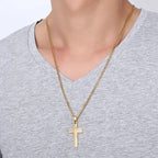 Cross Necklace Stainless Steel Pendant 23.62-Inch Chain