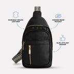 Crossbody Bag 5 Compartments Adjustable Strap Hidden Rear Pocket