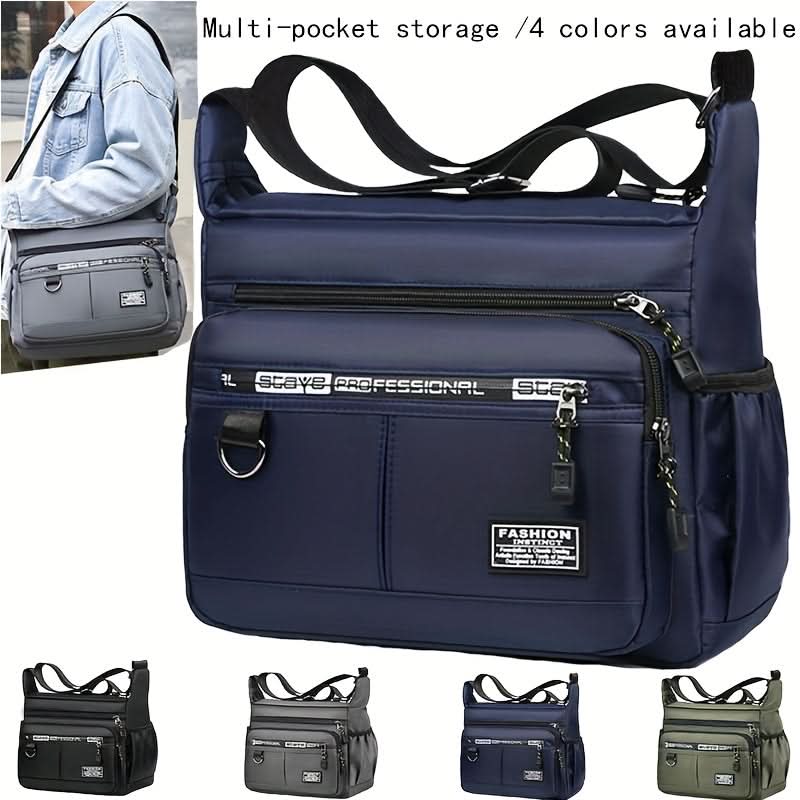 Crossbody Bag Durable Nylon Multiple Compartments & Adjustable Strap