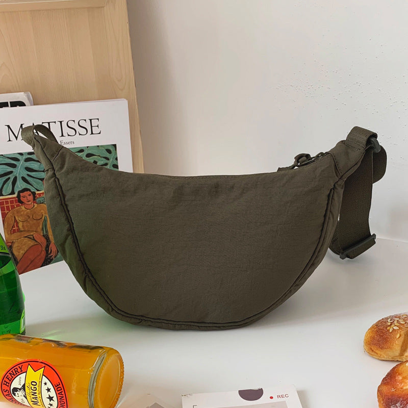 Crossbody Bag Half-Moon Adjustable Strap Multiple Compartments