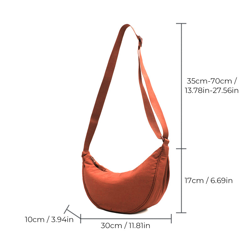 Crossbody Bag Half-Moon Adjustable Strap Multiple Compartments