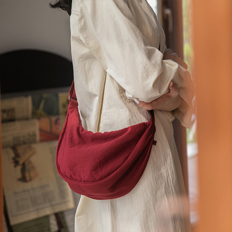 Crossbody Bag Half-Moon Adjustable Strap Multiple Compartments