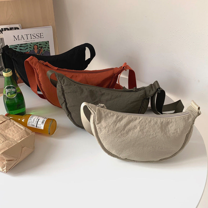 Crossbody Bag Half-Moon Adjustable Strap Multiple Compartments