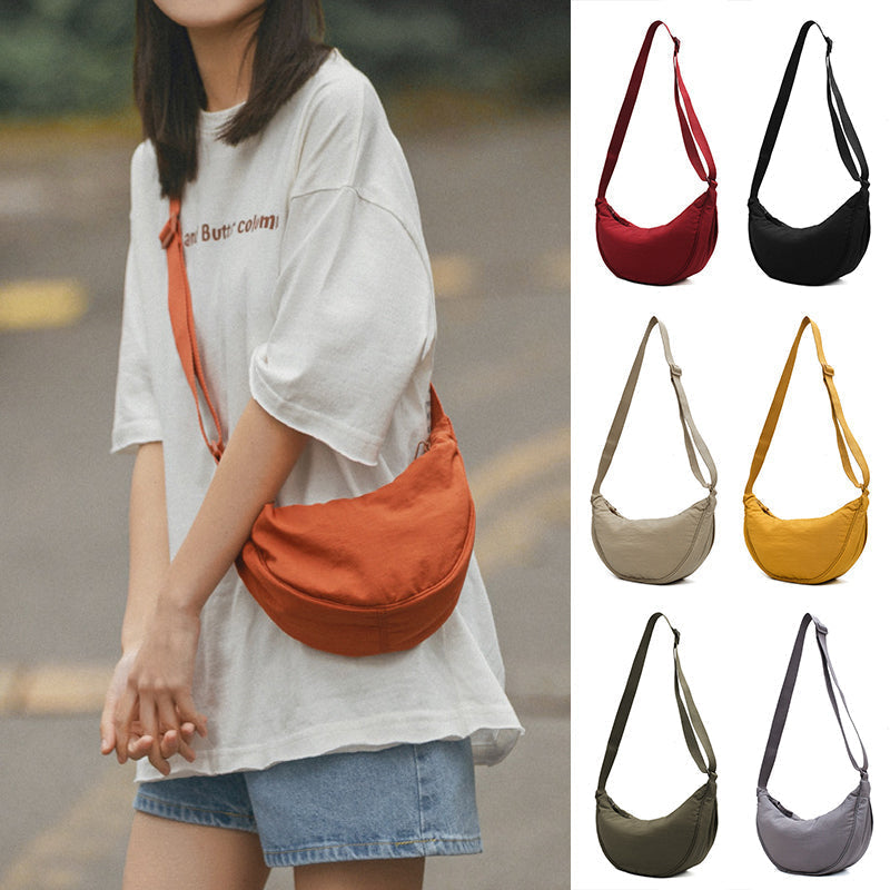 Crossbody Bag Half-Moon Adjustable Strap Multiple Compartments