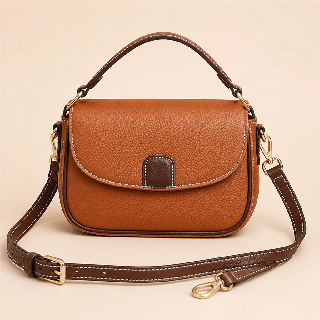 Crossbody Bag Soft Leather Magnetic Gold Clasp & Adjustable Strap