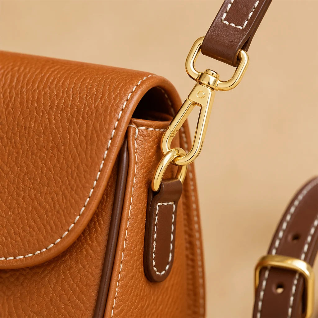 Crossbody Bag Soft Leather Magnetic Gold Clasp & Adjustable Strap