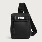 Crossbody Bag Structured Leather Adjustable Strap Buckle Closure