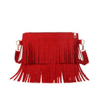 Crossbody Bag Suede Fringe Adjustable Strap & Zip Closure