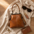 Crossbody Bag Vintage Kiss-Lock Top Handle & Crossbody Strap