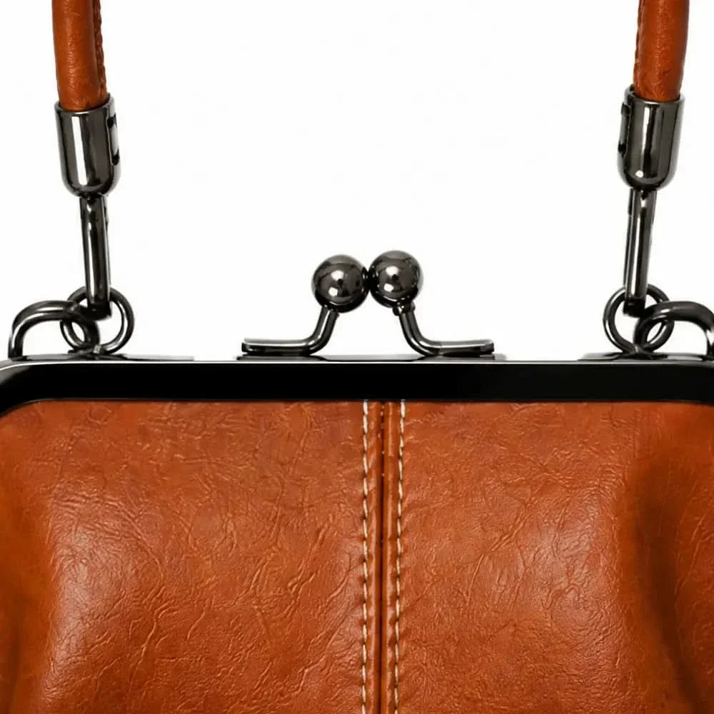 Crossbody Bag Vintage Kiss-Lock Top Handle & Crossbody Strap