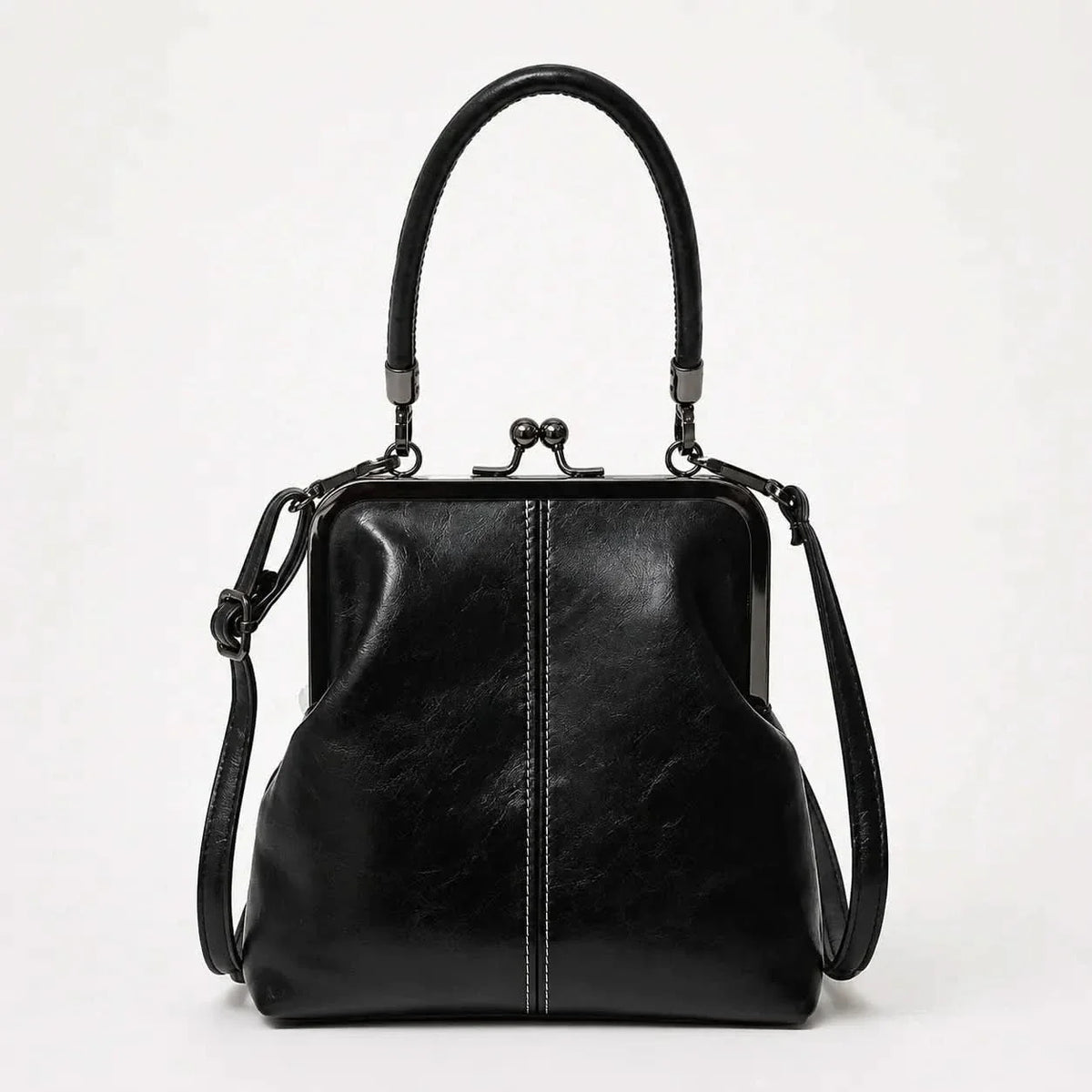 Crossbody Bag Vintage Kiss-Lock Top Handle & Crossbody Strap