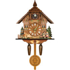 Cuckoo Clock Hand-Painted Wood Moving Figures & Swinging Pendulum