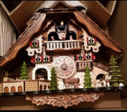 Cuckoo Clock Hand-Painted Wood Moving Figures & Swinging Pendulum