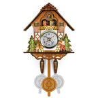 Cuckoo Clock Hand-Painted Wood Moving Figures & Swinging Pendulum