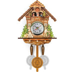 Cuckoo Clock Hand-Painted Wood Moving Figures & Swinging Pendulum