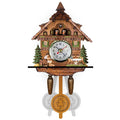 Cuckoo Clock Hand-Painted Wood Moving Figures & Swinging Pendulum
