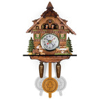 Cuckoo Clock Hand-Painted Wood Moving Figures & Swinging Pendulum