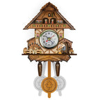 Cuckoo Clock Hand-Painted Wood Moving Figures & Swinging Pendulum