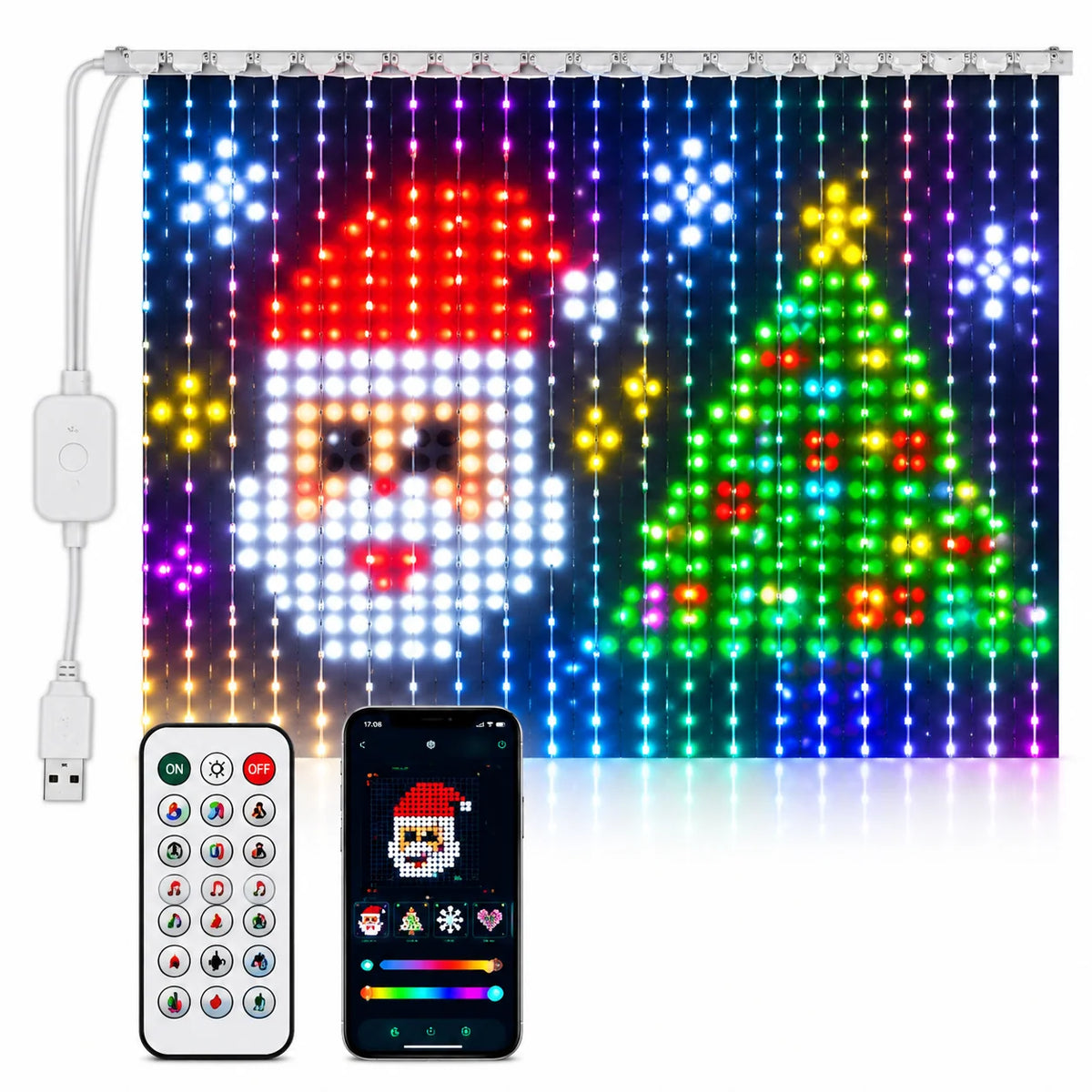 Curtain Lights RGB Color-Changing App-Controlled Music Sync
