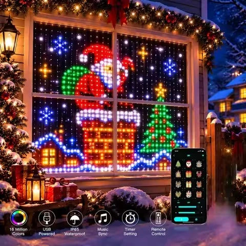 Curtain Lights RGB Color-Changing App-Controlled Music Sync