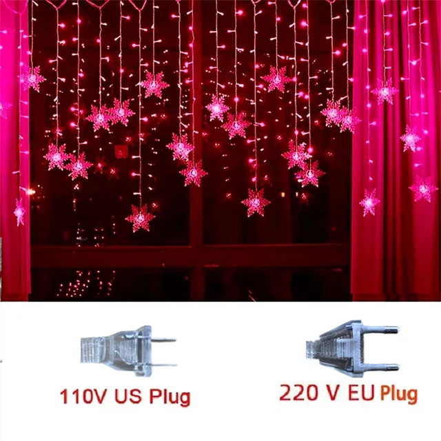 Curtain Lights Snowflake LED 8 Modes IP44 Splash-Resistant