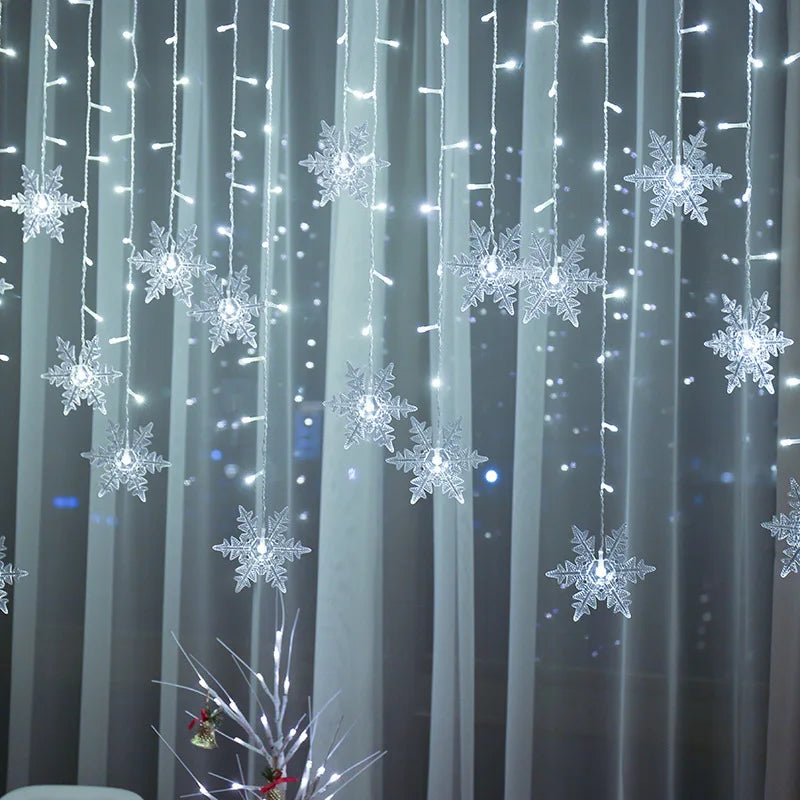 Curtain Lights Snowflake LED 8 Modes IP44 Splash-Resistant