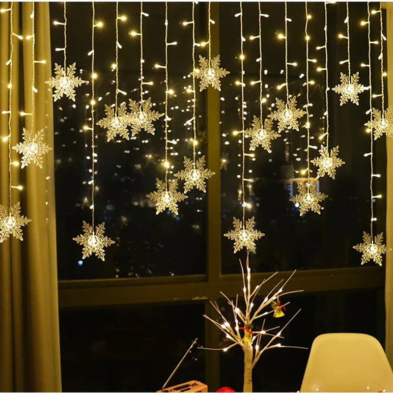 Curtain Lights Snowflake LED 8 Modes IP44 Splash-Resistant