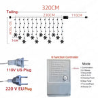 Curtain Lights Snowflake LED 8 Modes IP44 Splash-Resistant