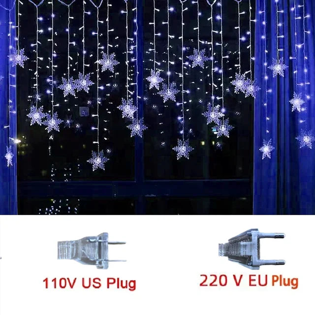 Curtain Lights Snowflake LED 8 Modes IP44 Splash-Resistant