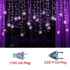 Curtain Lights Snowflake LED 8 Modes IP44 Splash-Resistant