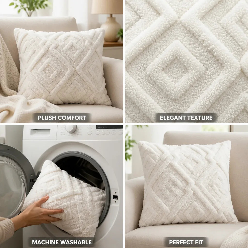 Cushion Cover Plush Microfiber Fuzzy Diamond 18x18