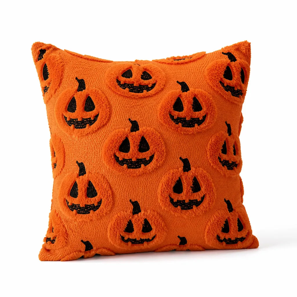 Cushion Cover Plush Microfiber Pumpkin 18x18 Machine Washable