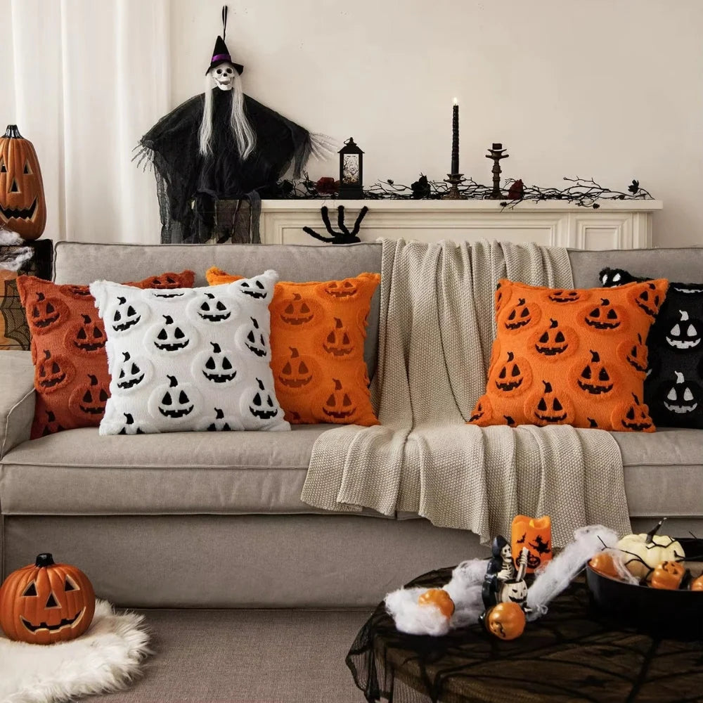 Cushion Cover Pumpkin Pattern Machine Washable 18 x 18 Inch