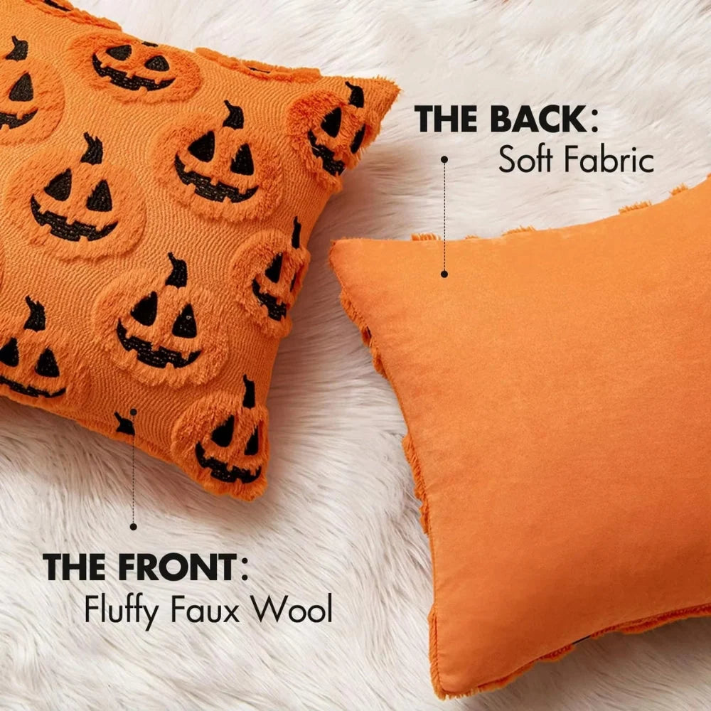 Cushion Cover Pumpkin Pattern Machine Washable 18 x 18 Inch