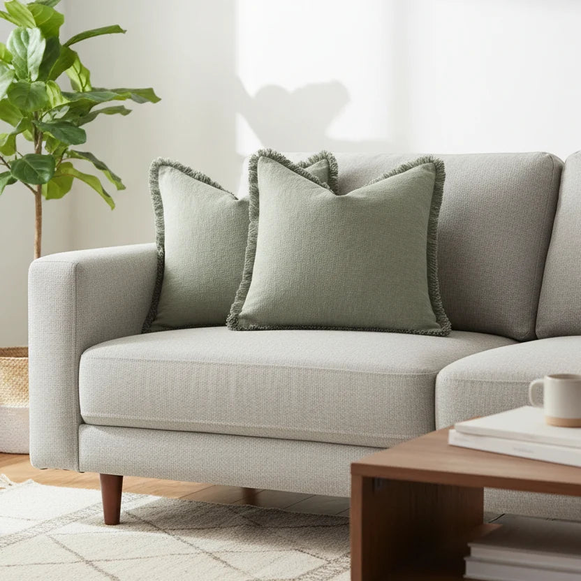 Cushion Cover Set Cotton-Linen Blend Hidden Zipper Set of 2