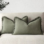 Cushion Cover Set Cotton-Linen Blend Hidden Zipper Set of 2