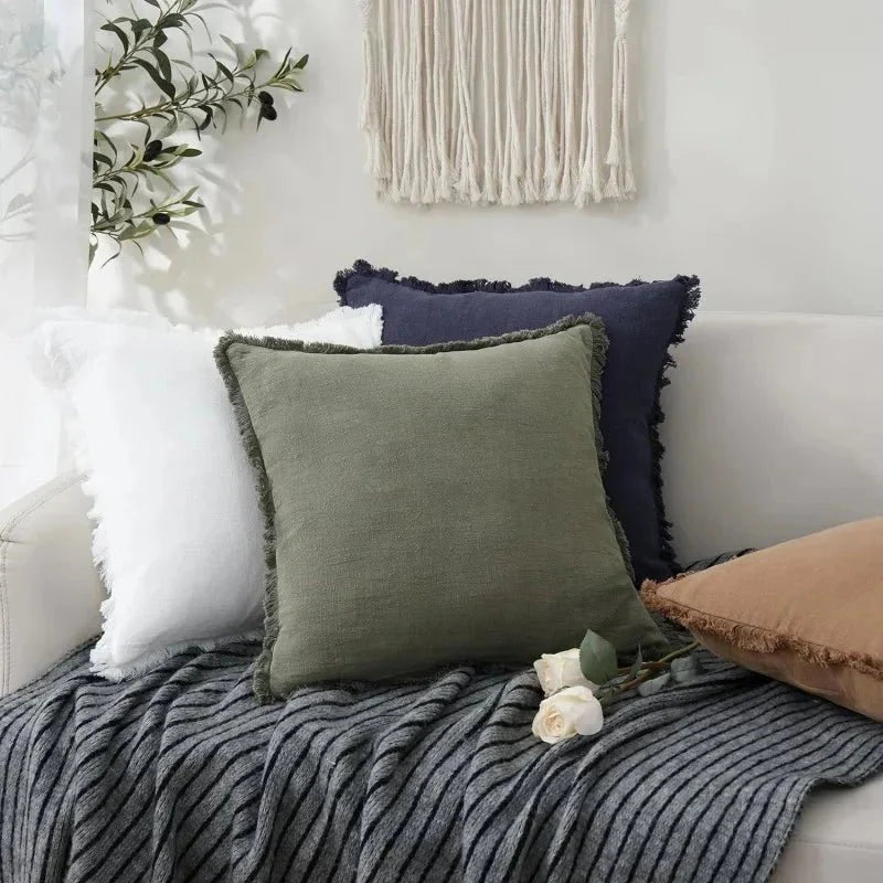 Cushion Cover Set Cotton-Linen Blend Hidden Zipper Set of 2