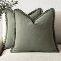 Cushion Cover Set Cotton-Linen Blend Hidden Zipper Set of 2