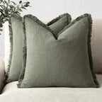 Cushion Cover Set Cotton-Linen Blend Hidden Zipper Set of 2