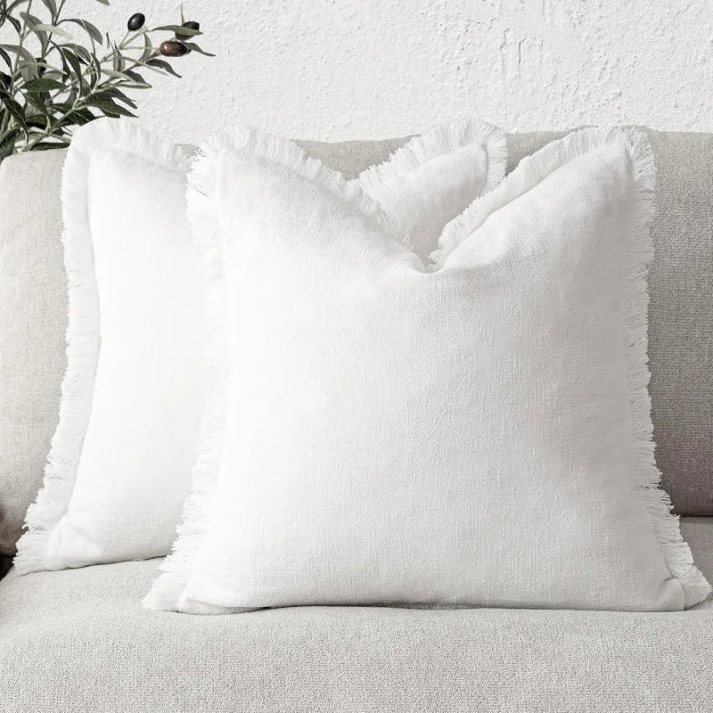 Cushion Cover Set Cotton-Linen Blend Hidden Zipper Set of 2