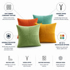 Cushion Covers Ribbed Corduroy Hidden Zipper Set of 4
