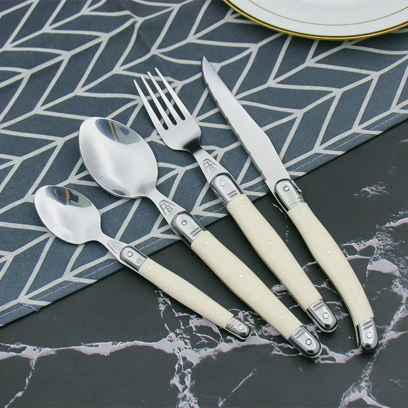 Cutlery Set 304 Stainless Steel Ivory Resin Handles